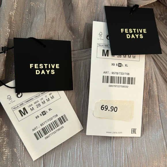 Zara metallic blazer & pants- silver, crinkle fabric - Picture 10 of 10